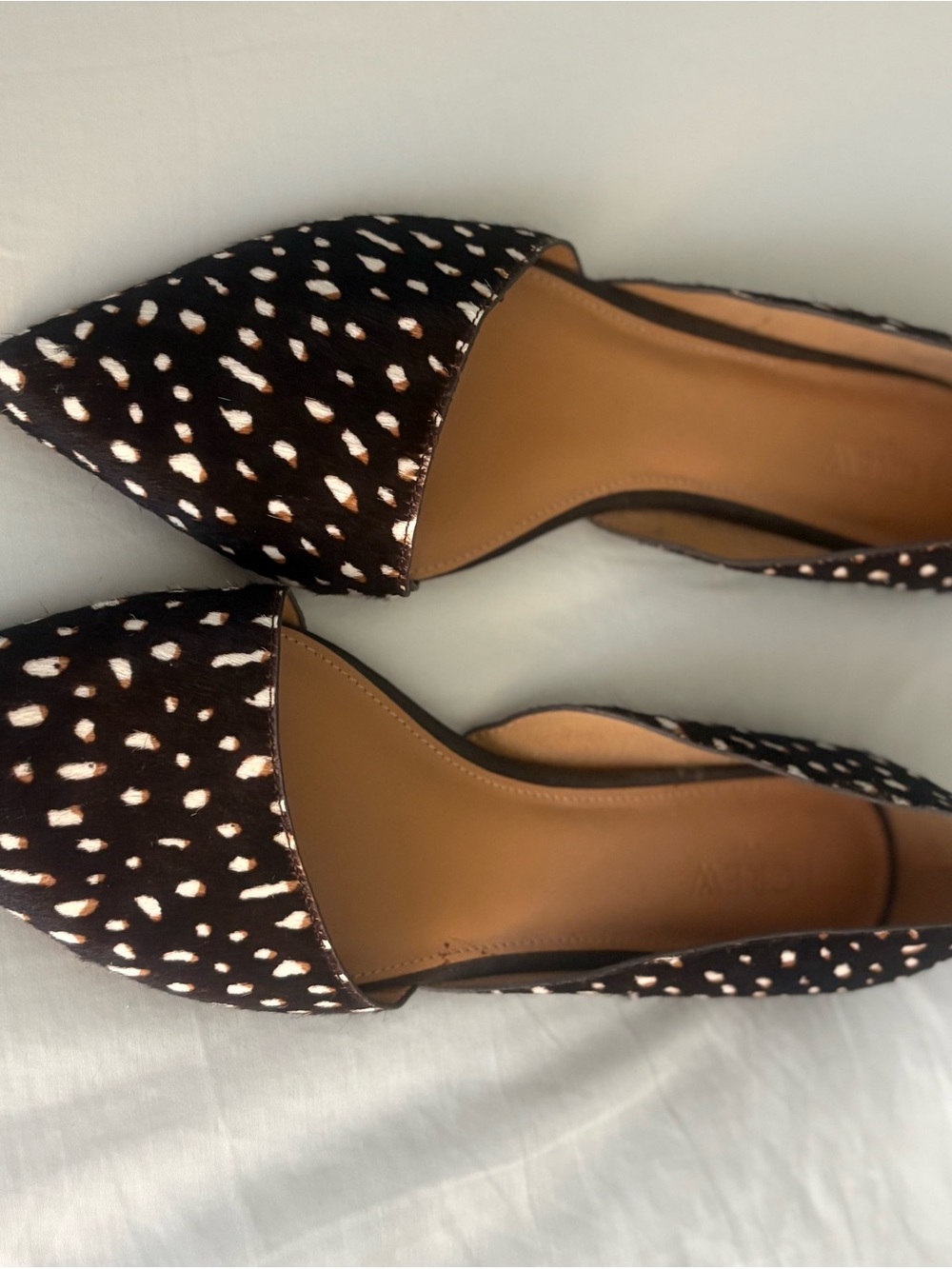 JCrew Women's Pointed D'Orsay Flat in Black, Brown and White Spot - Picture 6 of 6